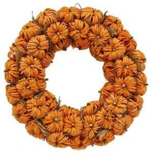 17" PAPER ROPE PUMPKN/LEAF WREATH